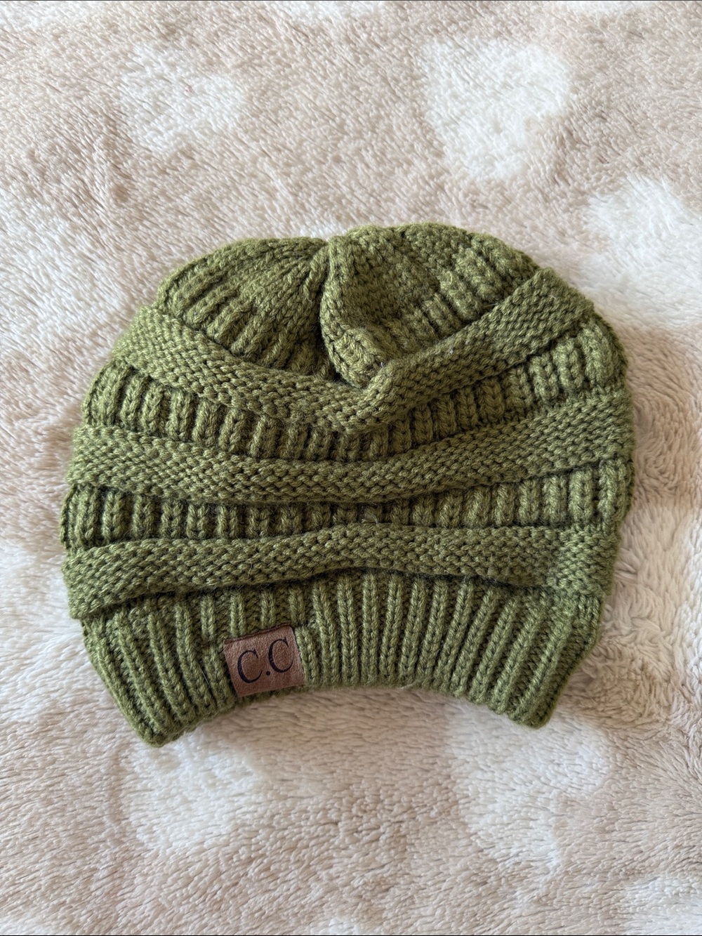 C.C Kids Olive Knit Slouch Beanie